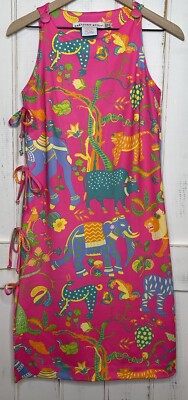Gretchen Scott Shrimp Tie Shift Dress XXS 0/2 Funky Artsy Unique Bold Colorful