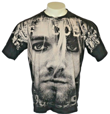 VTG 90s Kurt Cobain All Over Print Portrait Nirvana RIP VTG 90s Kurt Cobain All Over Print Portrait Nirvana RIP