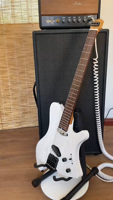Acepro Upgraded Headless White Electric Guitar 2 Single Jumbo