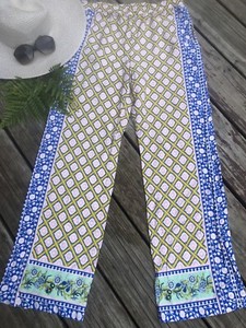 C. Wonder 6 Pants Lounge Full Leg Unique Print Tropical Botanical Casual Beach