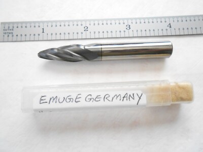 NEW EMUGE 10MM DIA. X 26MM LOC X 72MM L 4FL CARBIDE BALL CIRCLE SEGMENT ENDMILL