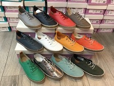 SHOOZY IVY LADIES ELASTIC LACE SLIP ON LEATHER PUMPS PLIMSOLS SUMMER SOFT LIGHT