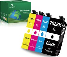 4PK 702XL T702XL Ink Cartridges for Epson Workforce Pro WF-3720 WF-3730 WF-3733