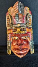 Ethnic Carved Wood Sculpture Wall Hanging Mask Head Dress Tiki Totem Large