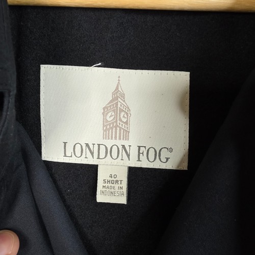 London Fog Trench Coat Mens Size 40S Black Rain Coat Classic Double Breasted NWT - Picture 9 of 16