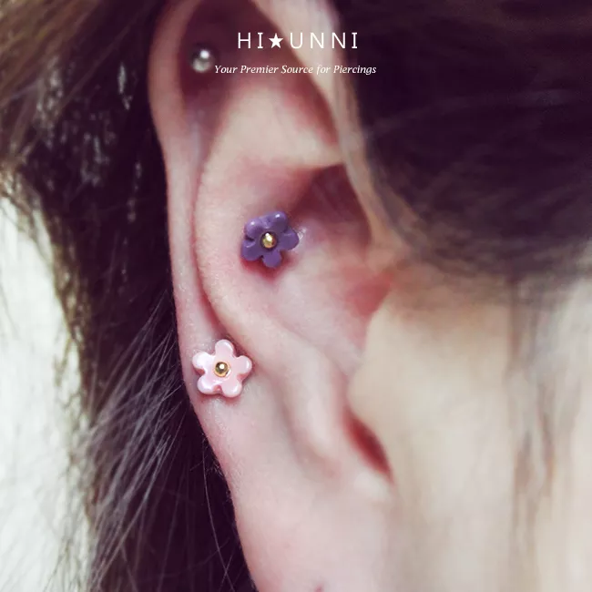 Flower Tragus Piercing Helix Piercing Cartilage Piercing 