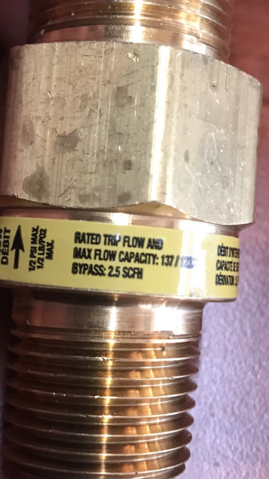 1x New Brass Excess Flow Valve EFV Series 1560 EFVB Gas Check Valve