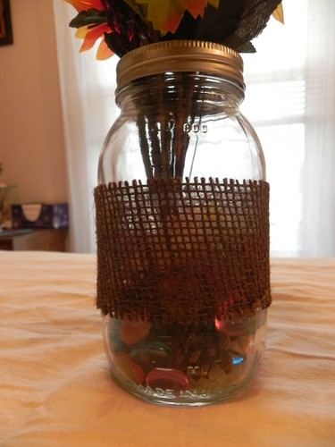 Hand Made, Fall Flowers Mason Jar Wedding Table Centerpieces - 第 3/6 張圖片