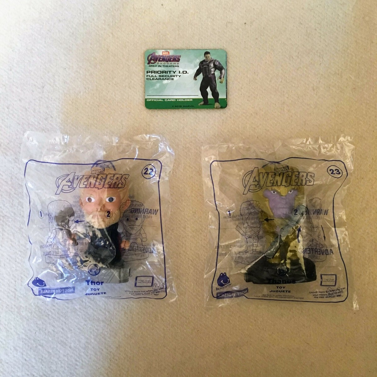 Mcdonalds Avengers Endgame Thor, Thanos, The Hulk ID Happy Meal