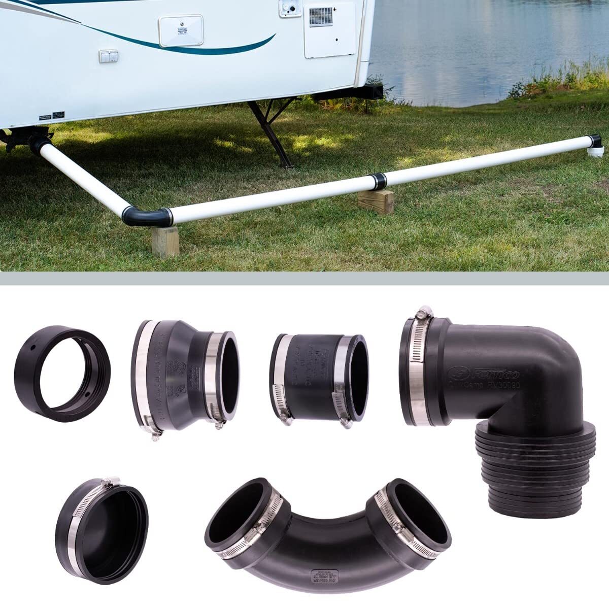 Pvc Riser For Rv Pvc Pipe RV Sewer Plumbing Connection Kit – 3-Inch PVC Slip-Fit System ...