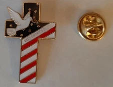 KEEP AMERICA GREAT CROSS WITH DOVE USA FLAG CHRISTIAN LAPEL PIN 