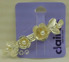 Claire's Silver Flower Pearl Hair Clip (G131424-1 LOC. BR3-B)