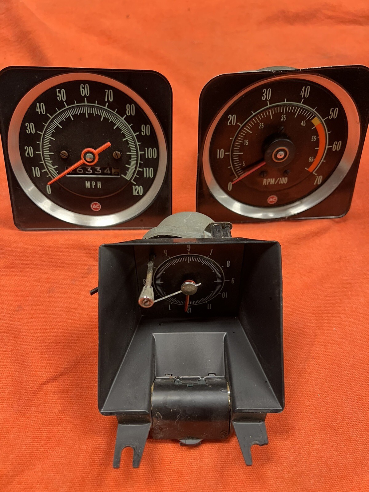Original 1969 Camaro 5000 Redline Tachometer, 120 MPH Speedometer And