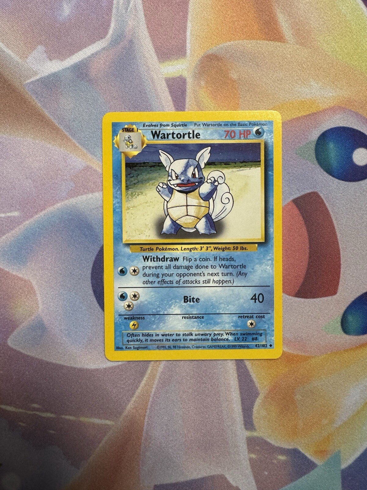 Wartortle 42/102 Uncommon Base Set Pokemon Card 1999 WOTC