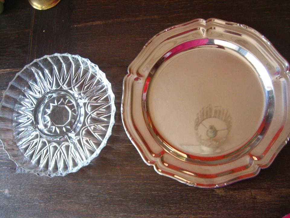 prächtige Silbertablett Silberschale Servierschale mit passendem Glas Cabaret - Bild 2 von 2