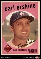 1959 Topps #217 Carl Erskine Dodgers 7 - NM