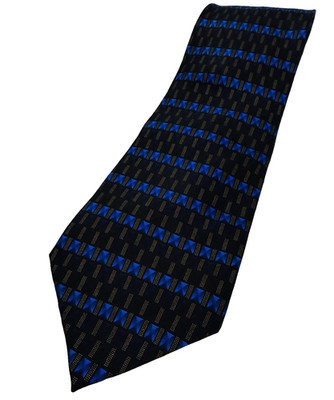 Bergamo New York  100% Silk Mens Necktie Classic Royal Blue, Black & Gold Accent