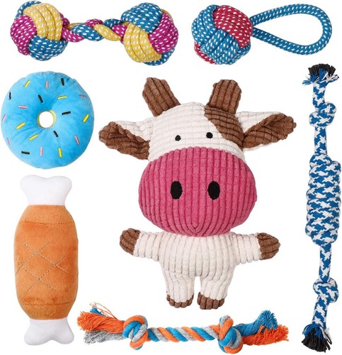 Toozey 7 Pack Small Dog Toys, Puppy Teething Durable 7 Pack, multicolor