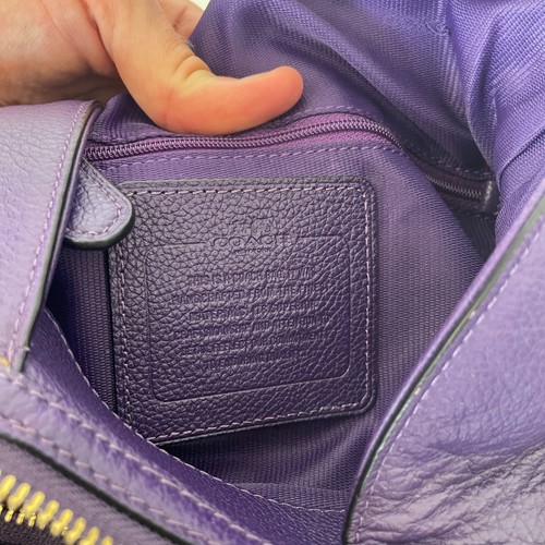 COACH Women's Purple Edie 28 Pebbled-Leather Shoulder Bag - Picture 18 of 20