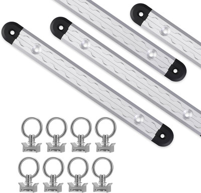 12 Inch Aluminum L-Track Tie down System 4 Pack with 8 Single Stud Fittings - Ca