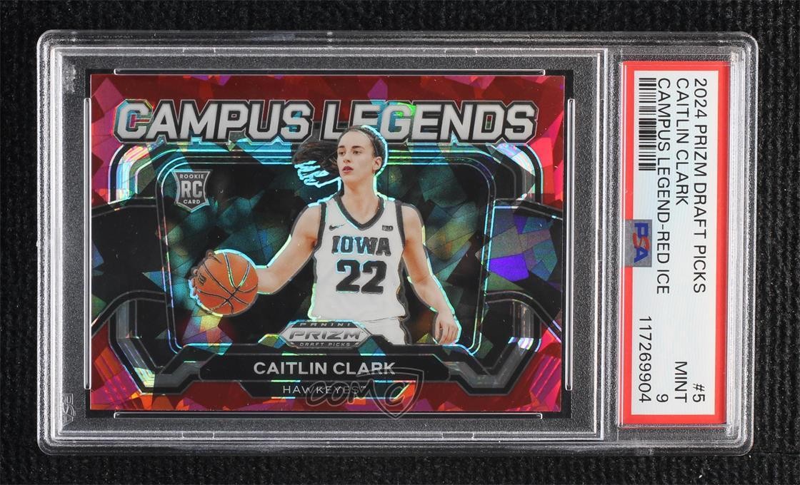 2024 Prizm Draft Picks Campus Legends Red Ice Caitlin Clark PSA 9 Rookie RC 1p17
