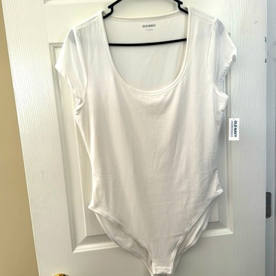 NWT Old Navy Women's White Scoop Neck Body Suit Size - L with Stretch