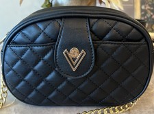 Valentino Orlandi Quilted V Logo CAMERA Crossbody Shoulder Bag Purse NWT