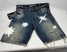Billionaire Boys Club Denim Shorts Cosmic Astronaut Stars Design Mens Size 32
