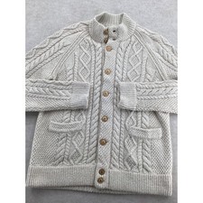 Polo Ralph Lauren Mens Cream Aran-Knit Cotton Cable Cardigan Sweater L NWT