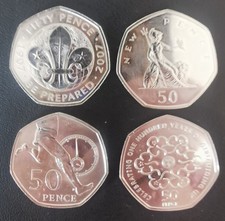 2019 50p Bannister,Britannia,Girl guides & Scouts BU coins