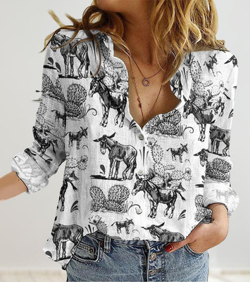 Mexico Donkeys Blouse Shirt Women Western Donkeys Blouses Tops