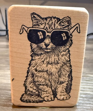 Unbranded  Cool Cat Kitten with Sunglasses  Rubber Stamp A6