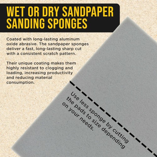 Very Fine Cut Sanding Sponges, Box of 10-5.5" x 4.5" (320 to 400 Grit) Perfor... - Picture 4 of 6