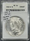 1922-D ANACS MS64 “Soapbox” Peace Dollar $1 - VAM 3 Top 50 - Doubled Leaves