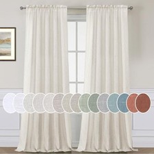 Natural Linen Rod Pocket Curtains 84 52"W x 84"L Pack of 2 Heathered Natural