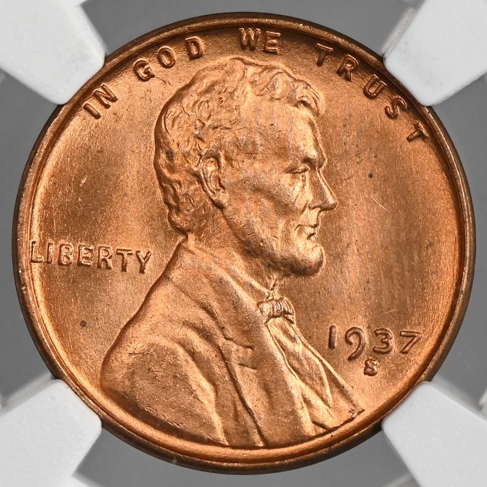 1937-S  1C LINCOLN WHEAT CENT "SAN FRANCISCO MINT" NGC MS65 RD (RED)#8340717-035 - Image 2 of 4