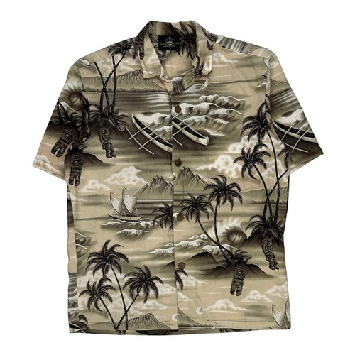 Royal Creations Graphic Hawaiian Shirt - Small Black Cotton