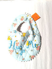 VINTAGE BABY BIB BLUE QUILTED INFANT HUG ME HANDMADE JO AN'S STITCH N' STUFF