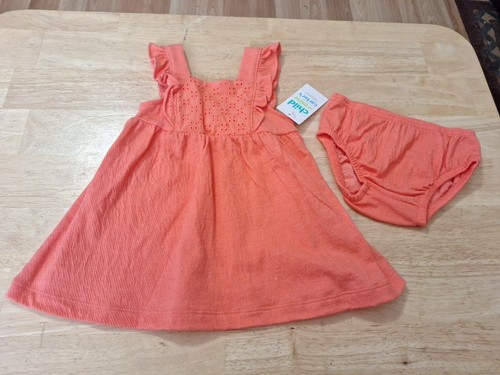 New Girl's Size 3-6 Months Tank Dress With Diaper Cover, Coral By Child Of Mine