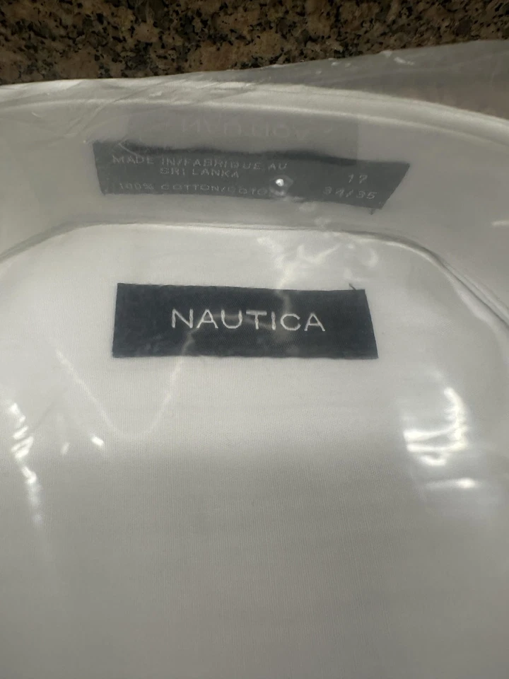 Nautica Shirt Mens 17 34/35 White Dress Long Sleeve Button Front Cotton - Image 2 of 4