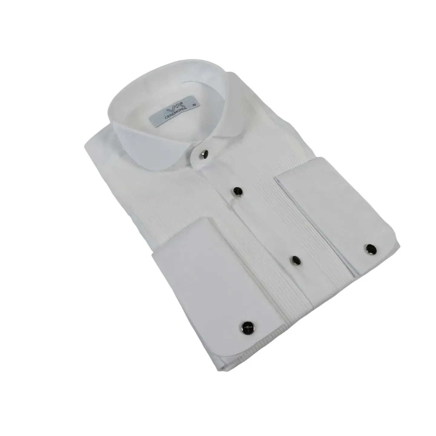 Men CEREMONIA Formal Cotton Shirt Round Wingtip Slim Fit Turkey ABT 13 White 11590₽
