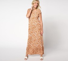 Denim & Co. Regular Slub Jersey Maxi Dress with Pockets Rust L New