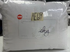 Sky Crinkle Gauze Cotton KING Coverlet & Shams Set quilted White New