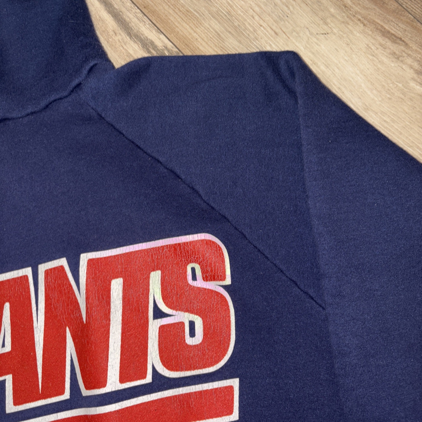 Vtg Logo 7 NY Giants NFL Hoodie Sweatshirt Men's Large Blue Pullover Retro 90s