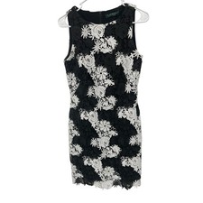 Lauren Ralph Lauren Floral Lace Black White Sheath Size 6