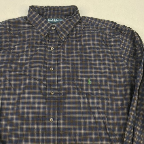 Ralph Lauren Shirt Mens 2XL Tall Blue Plaid Classic Fit Button Down Long Sleeve - Picture 10 of 14