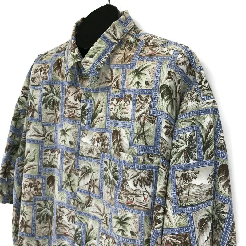 Campia Moda Casual Button Down Hawaiian Shirt Men's 3XLT Tropical 100% Cotton - Image 3 of 4