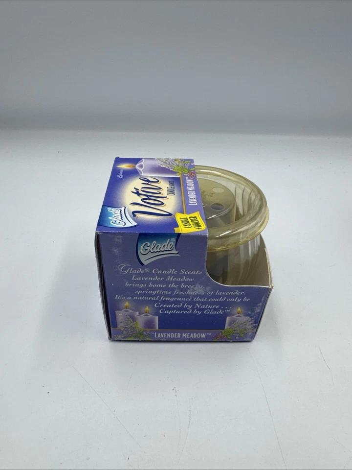 Glade Candle Scents Retired Vintage Lavender Meadow 1998 Votive & Glass Holder - Image 2 of 4