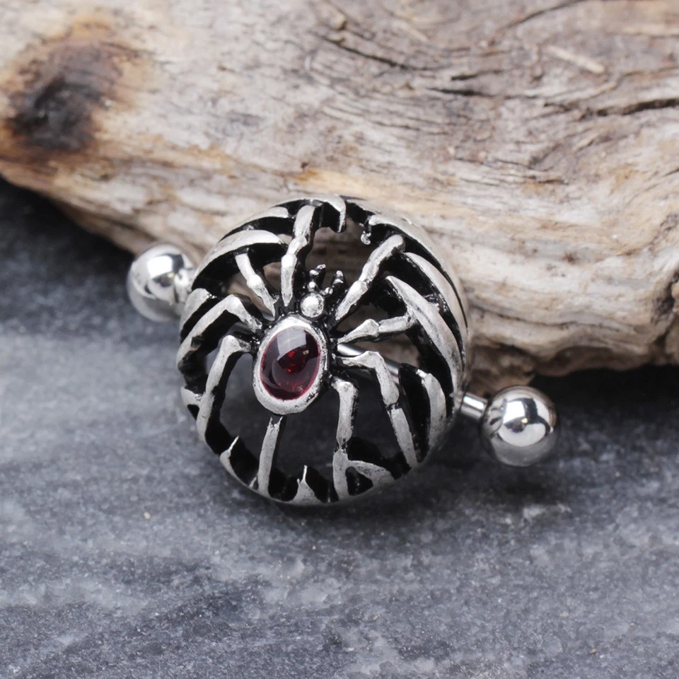 PAR de Protector Pezón Forma Cúpula Araña Gótica Acero Inoxidable 316L Foto 4 de 4