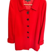 Tahari Arthur S Levine Red Button Front Blazer Jacket Women Size 10
